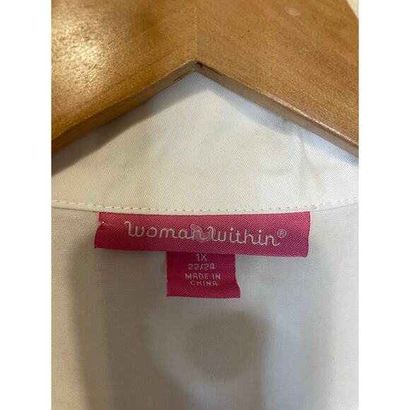 Woman Within Minimalist White Draw String Waist Zip & Snap Closure Vest 1X - Picture 4 of 12